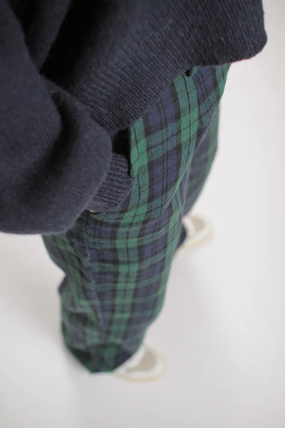 Pantalon Scott motif tartan bleu/vert