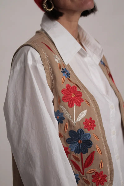 Gilet boléro Joseph brodé Taupe