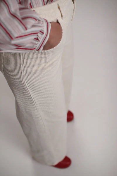 Pantalon Sunny Velours côtelé Ecru