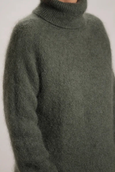 Pull col roulé Aspen Mohair vert kaki