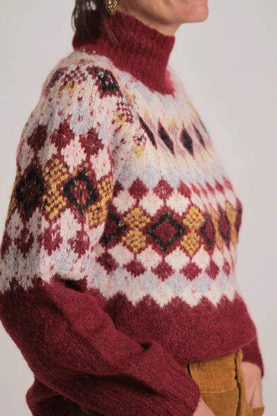 Pull Courchevel Blanc Bordeaux