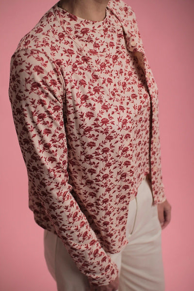 Chemise Regina beige/rouge