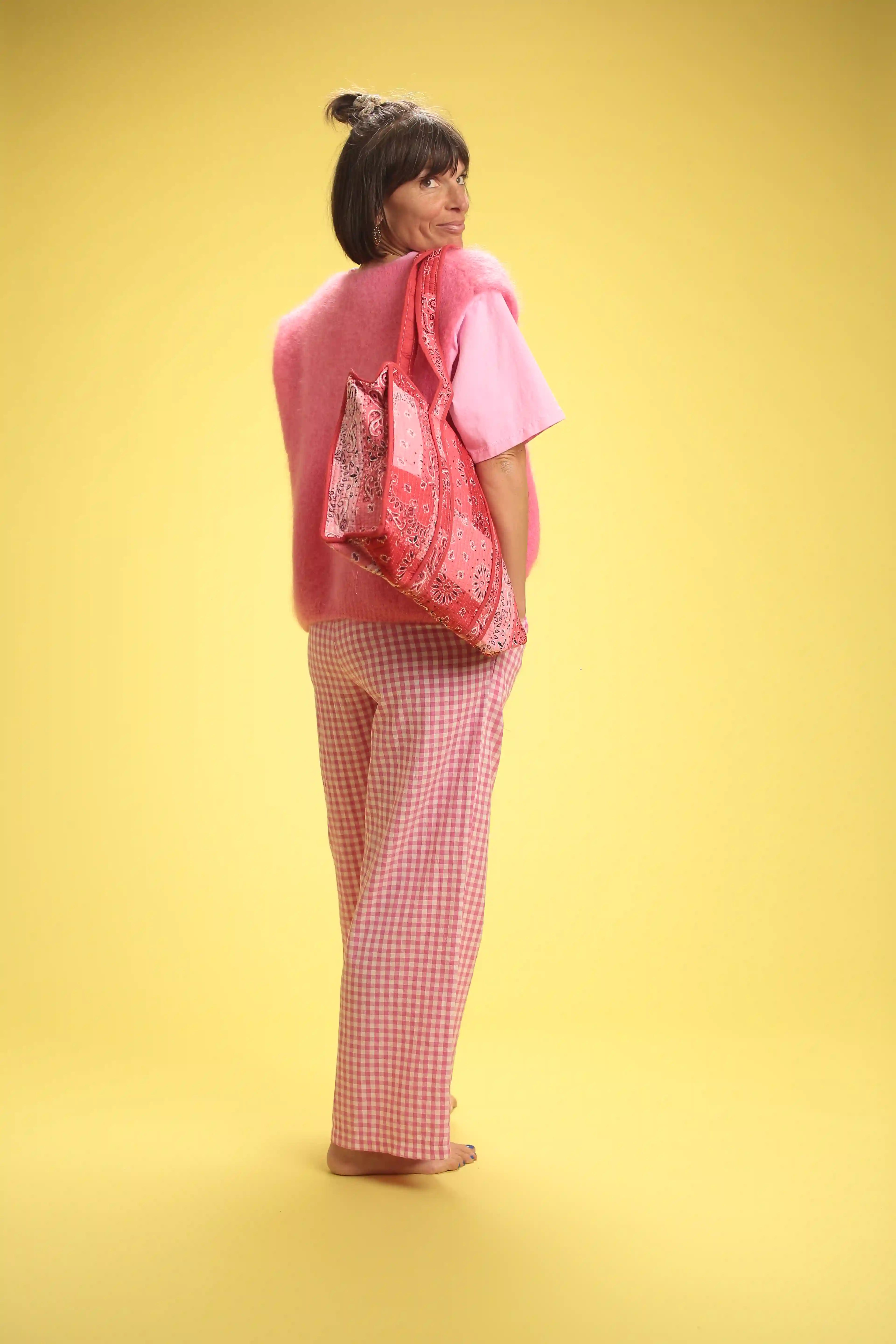 Pantalon Bardot Vichy Rose