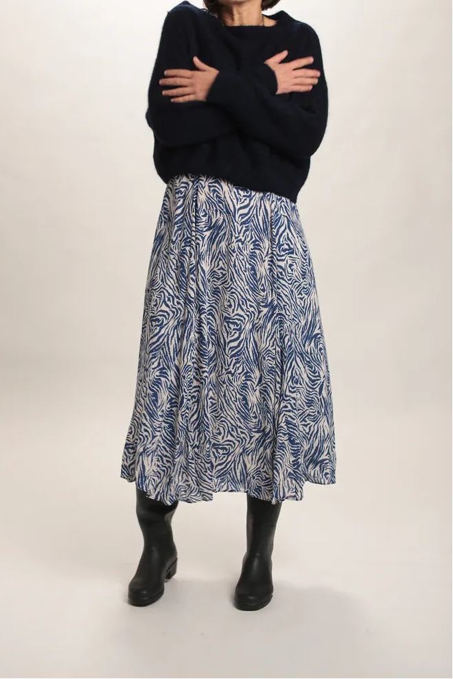 Pull Suzanne mohair col bateau Bleu Marine