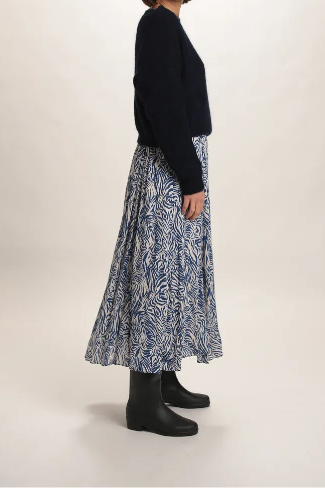 Pull Suzanne mohair col bateau Bleu Marine