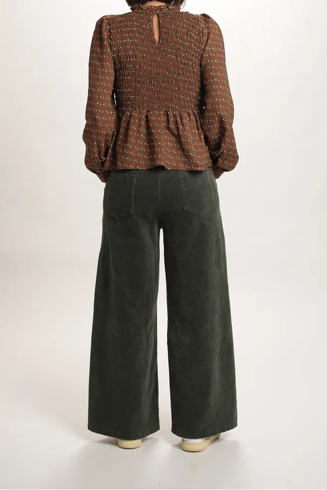 Pantalon Aliénor velours côtelé vert