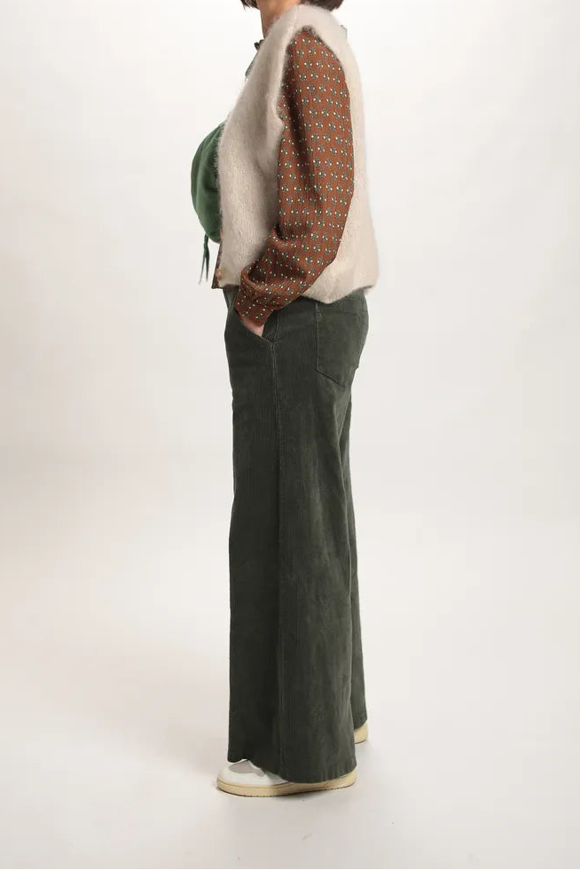 Pantalon Aliénor velours côtelé vert