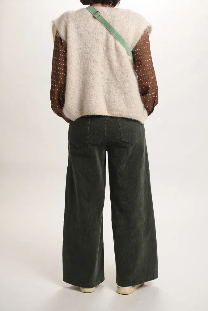 Pantalon Aliénor velours côtelé vert