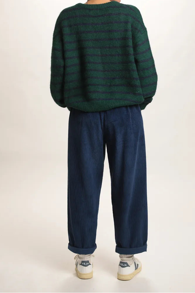 Pull Mousaillon Bleu Marine/vert sapin