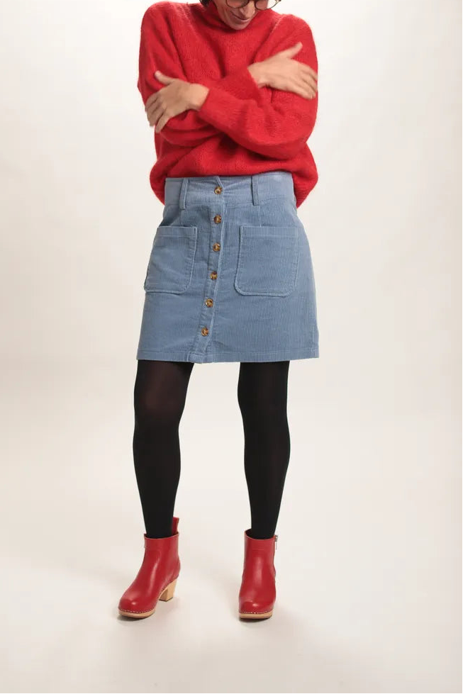 Jupe Jerry velours cotelé bleu jeans