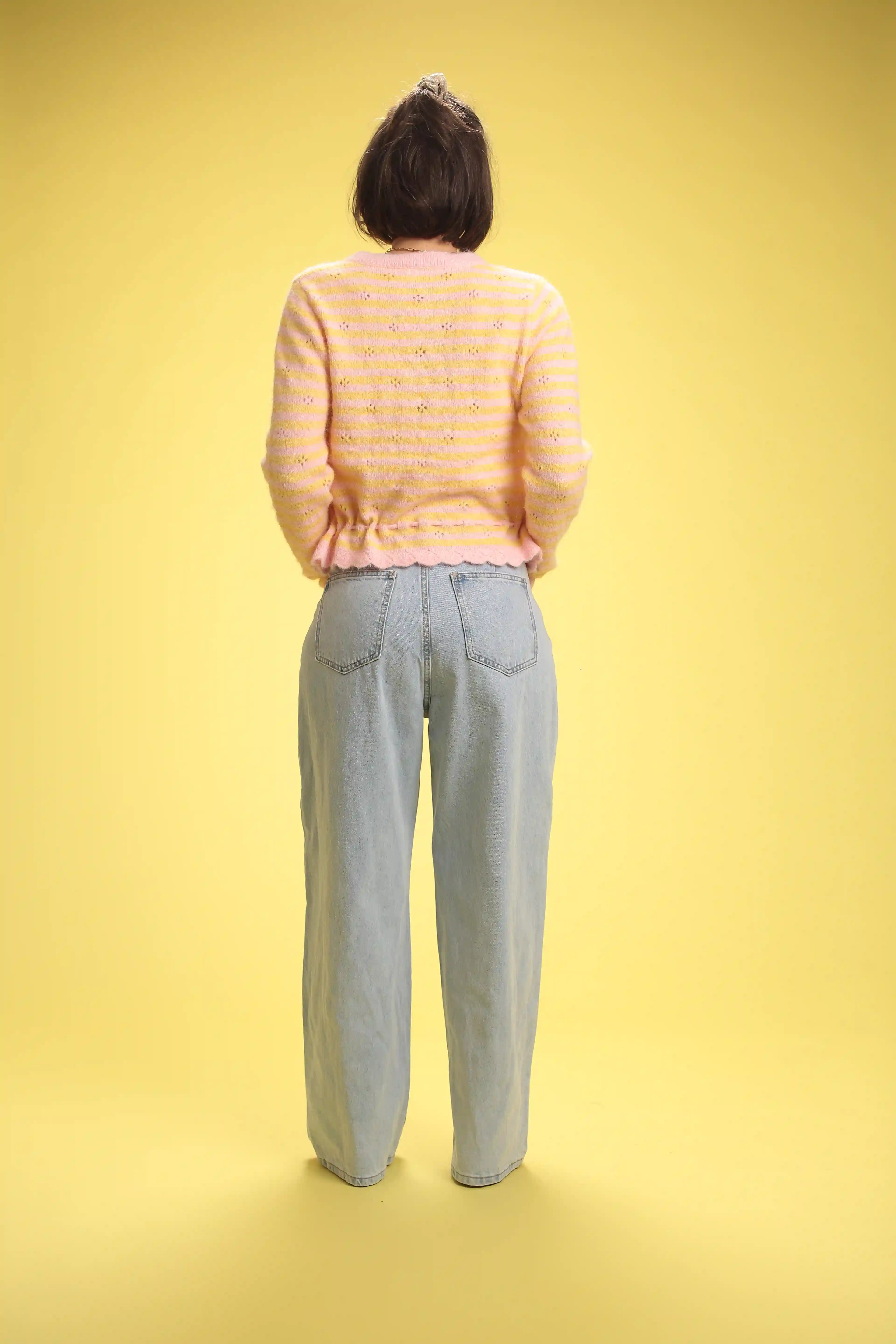 Gilet Kitty Rayé Rose/Jaune