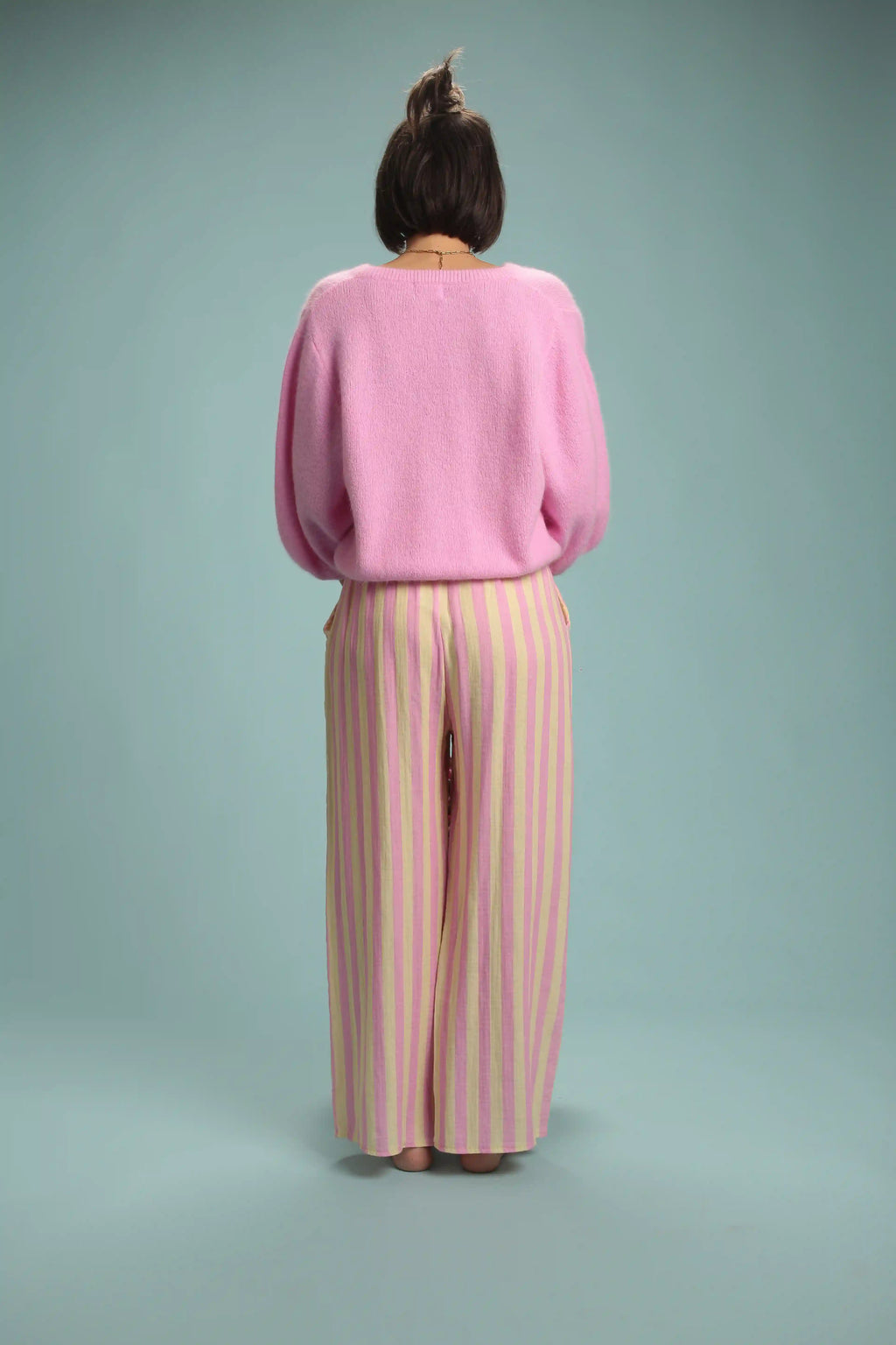 Pantalon Candy Rayé Rose/jaune
