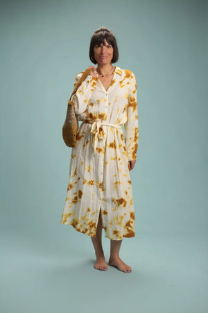 Robe Chennai blanc moutarde