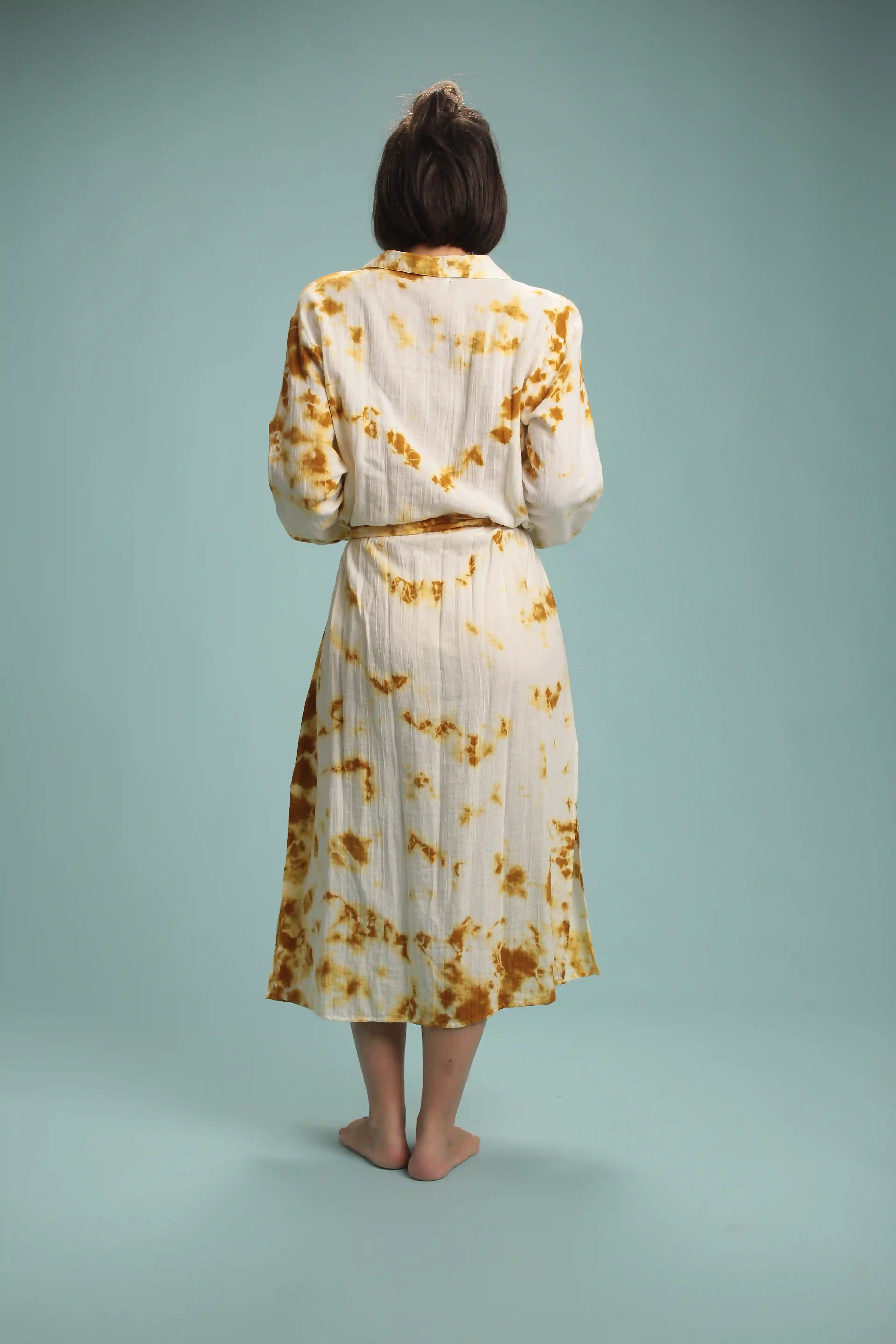 Robe Chennai blanc moutarde