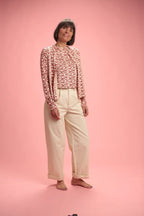 Chemise Regina beige/rouge