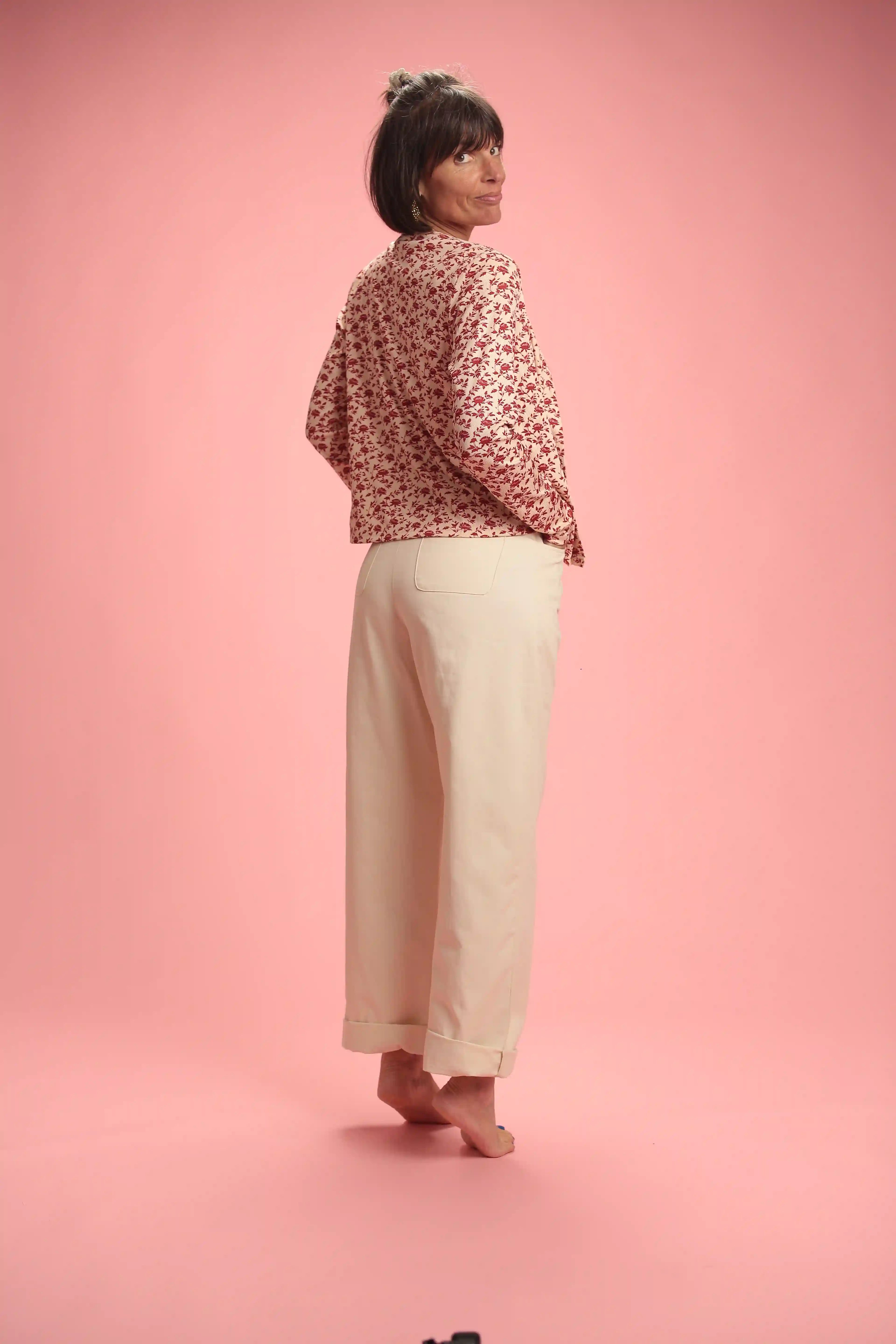 Chemise Regina beige/rouge