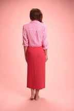 Chemise Gas manches longues coton rayée rose/rouge