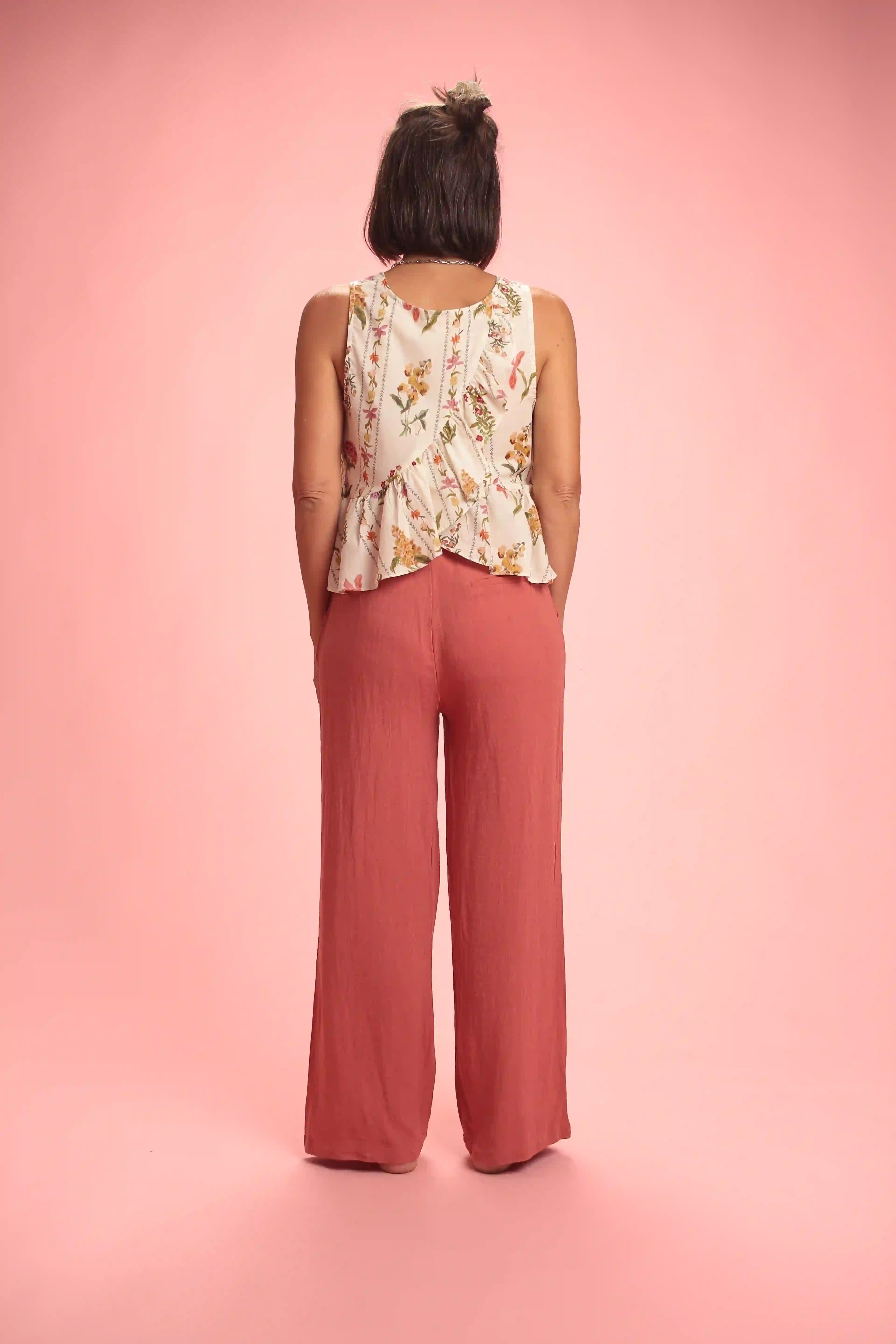 Pantalon Terra cotta lin/viscose