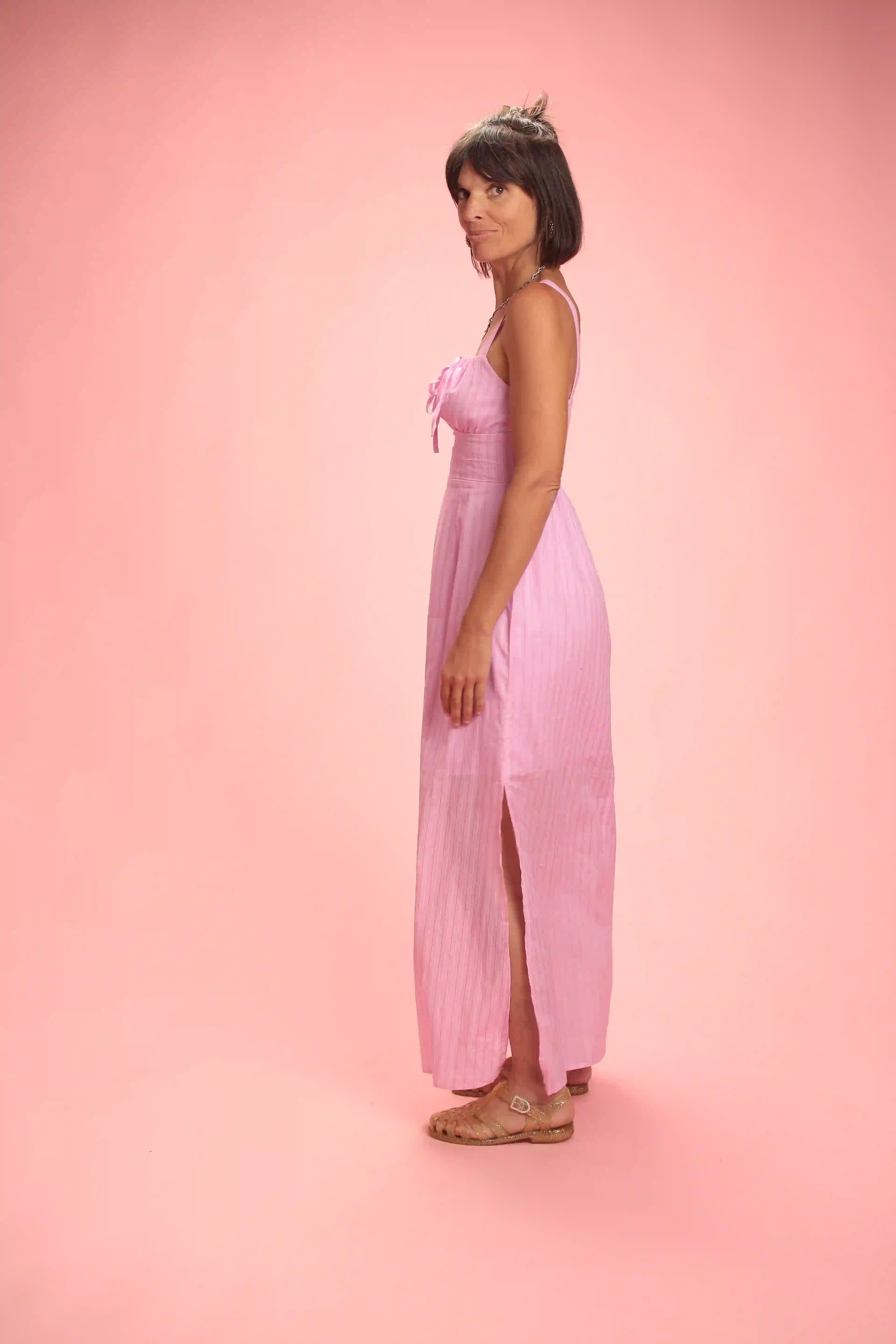 robe Capri Rayée rose