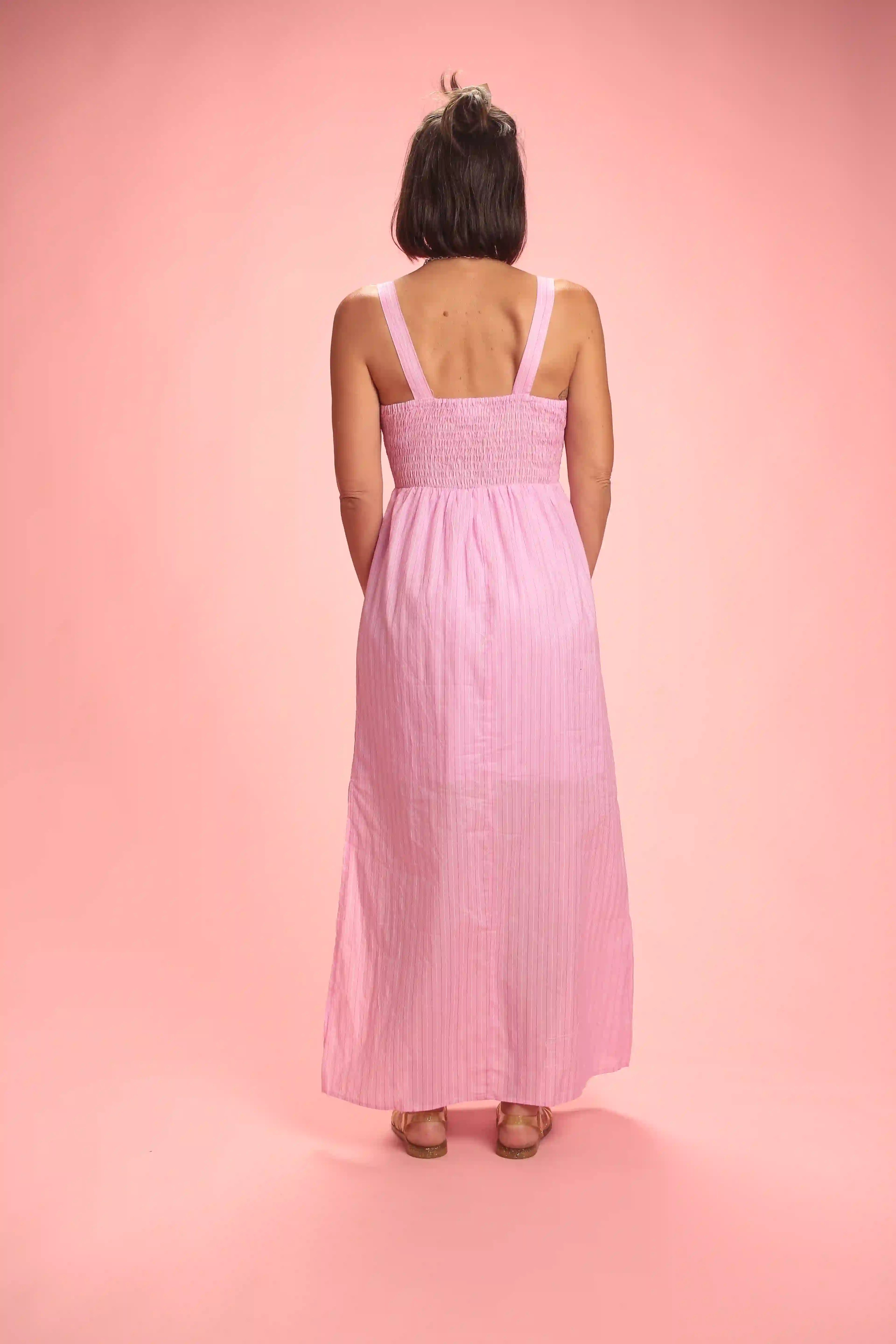 robe Capri Rayée rose