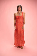 Robe Bella rouge à fleurs