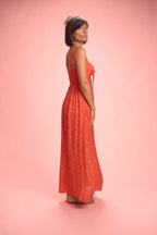 Robe Bella rouge à fleurs