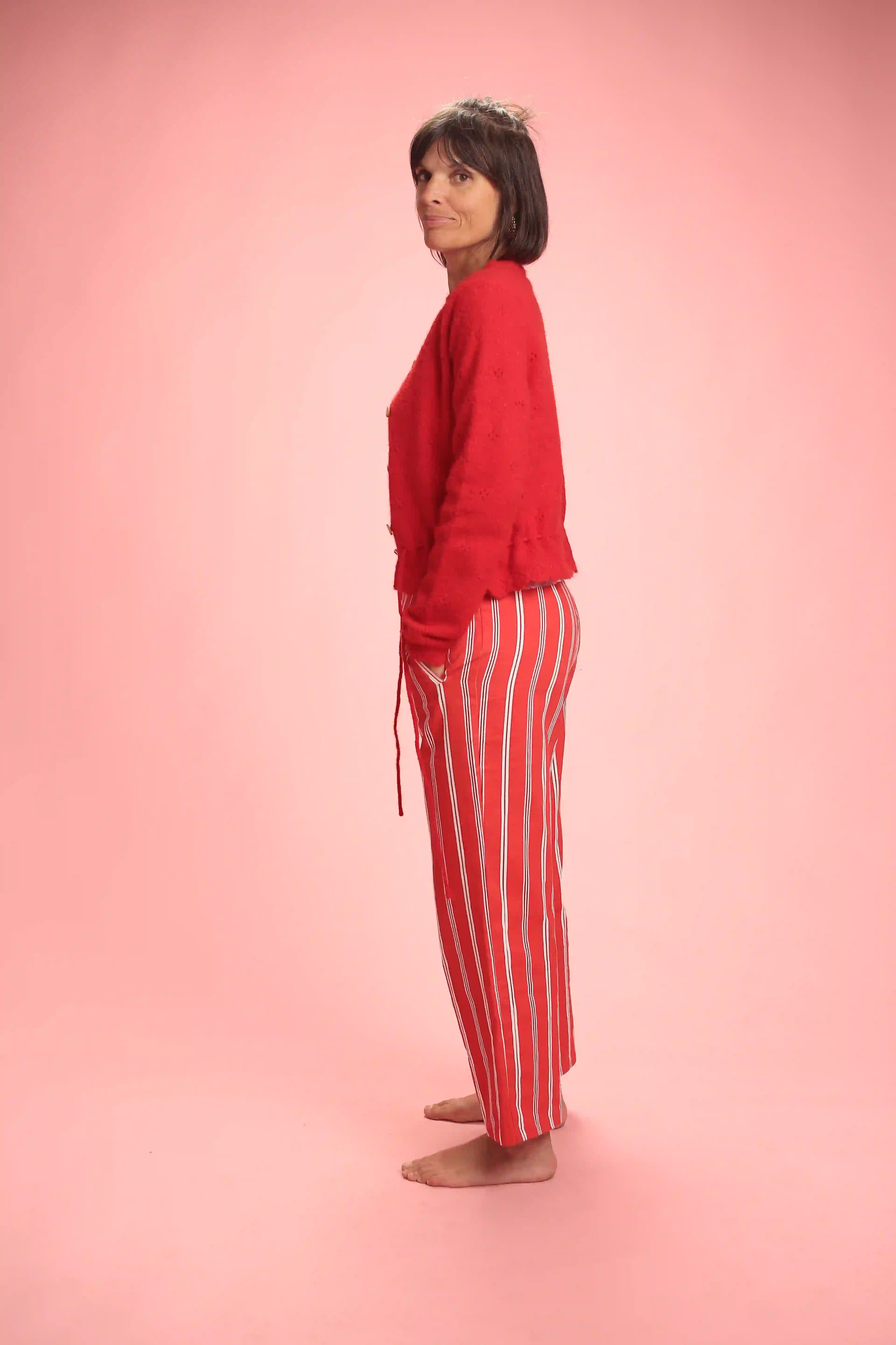 Pantalon Sami rayé Rouge/blanc
