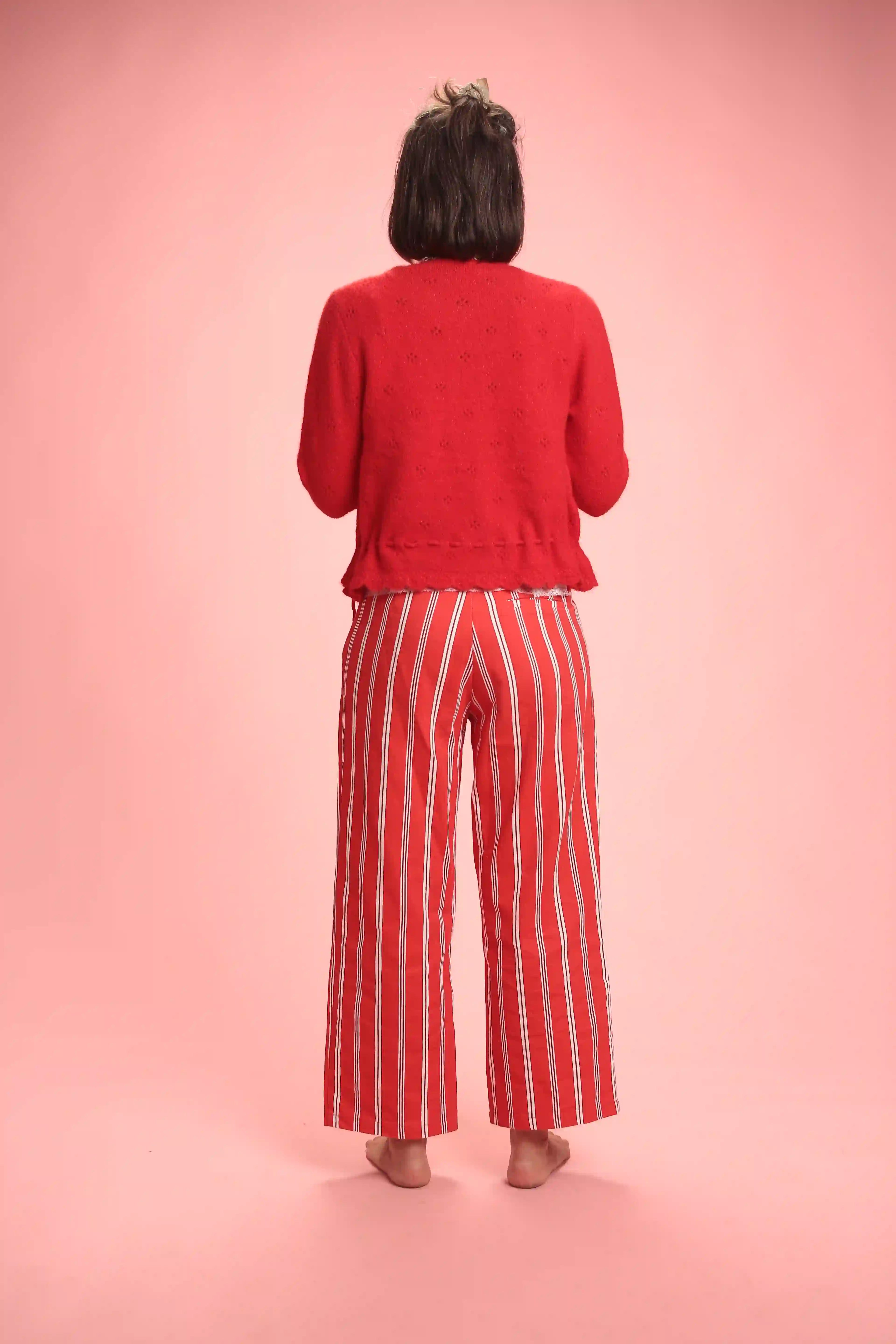 Pantalon Sami rayé Rouge/blanc