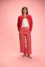 Pantalon Sami rayé Rouge/blanc