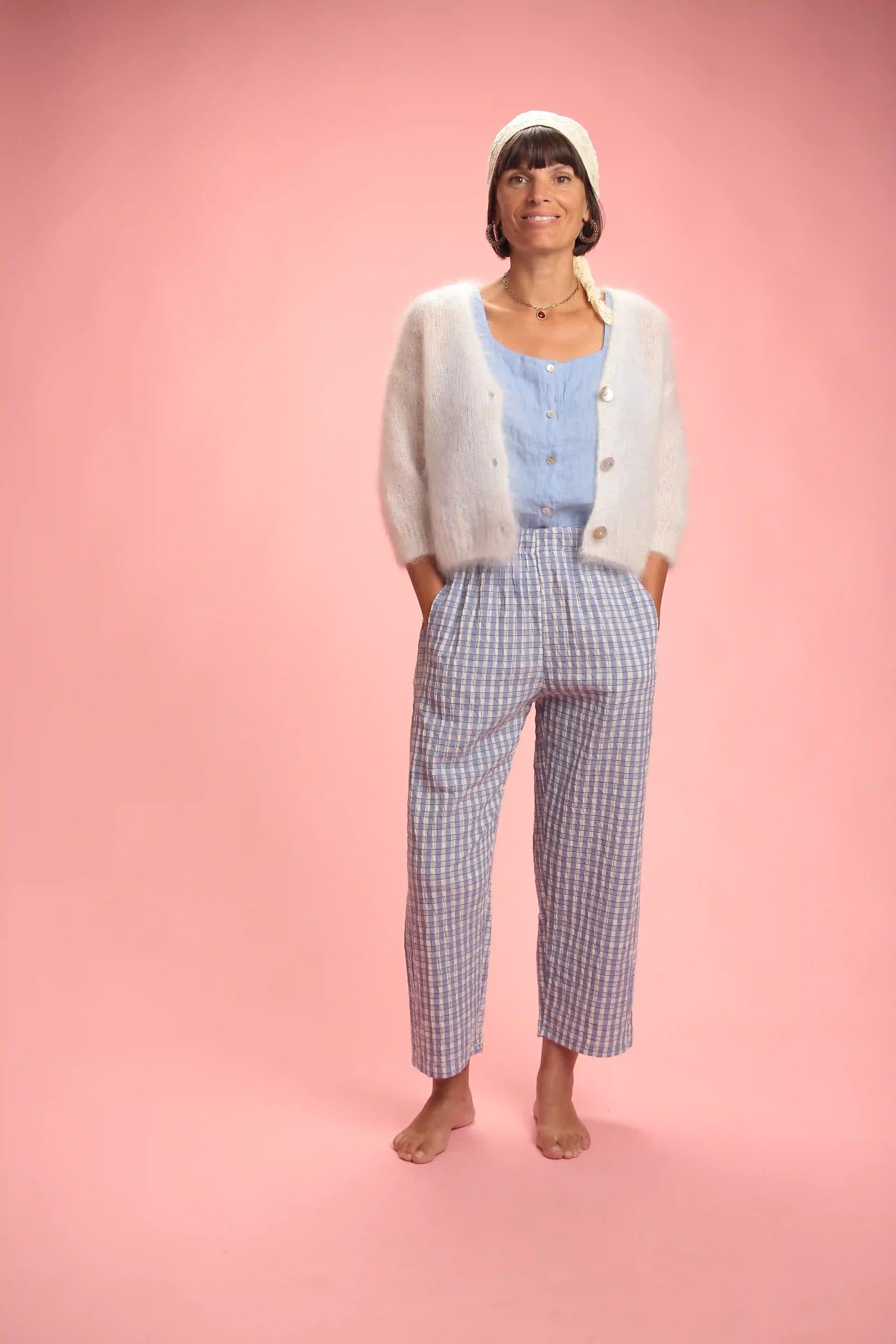 Top Aurore bleu en lin