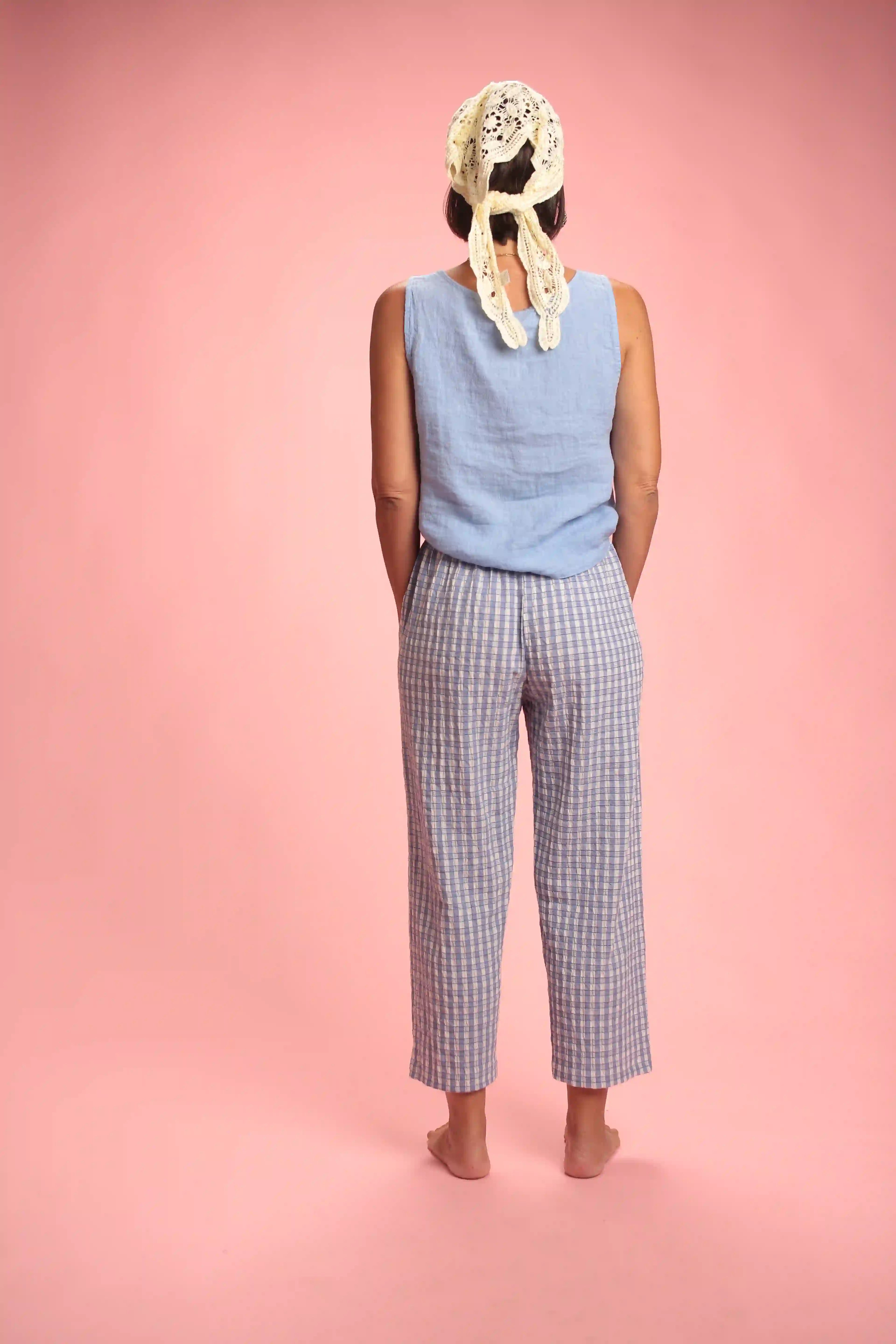 Top Aurore bleu en lin