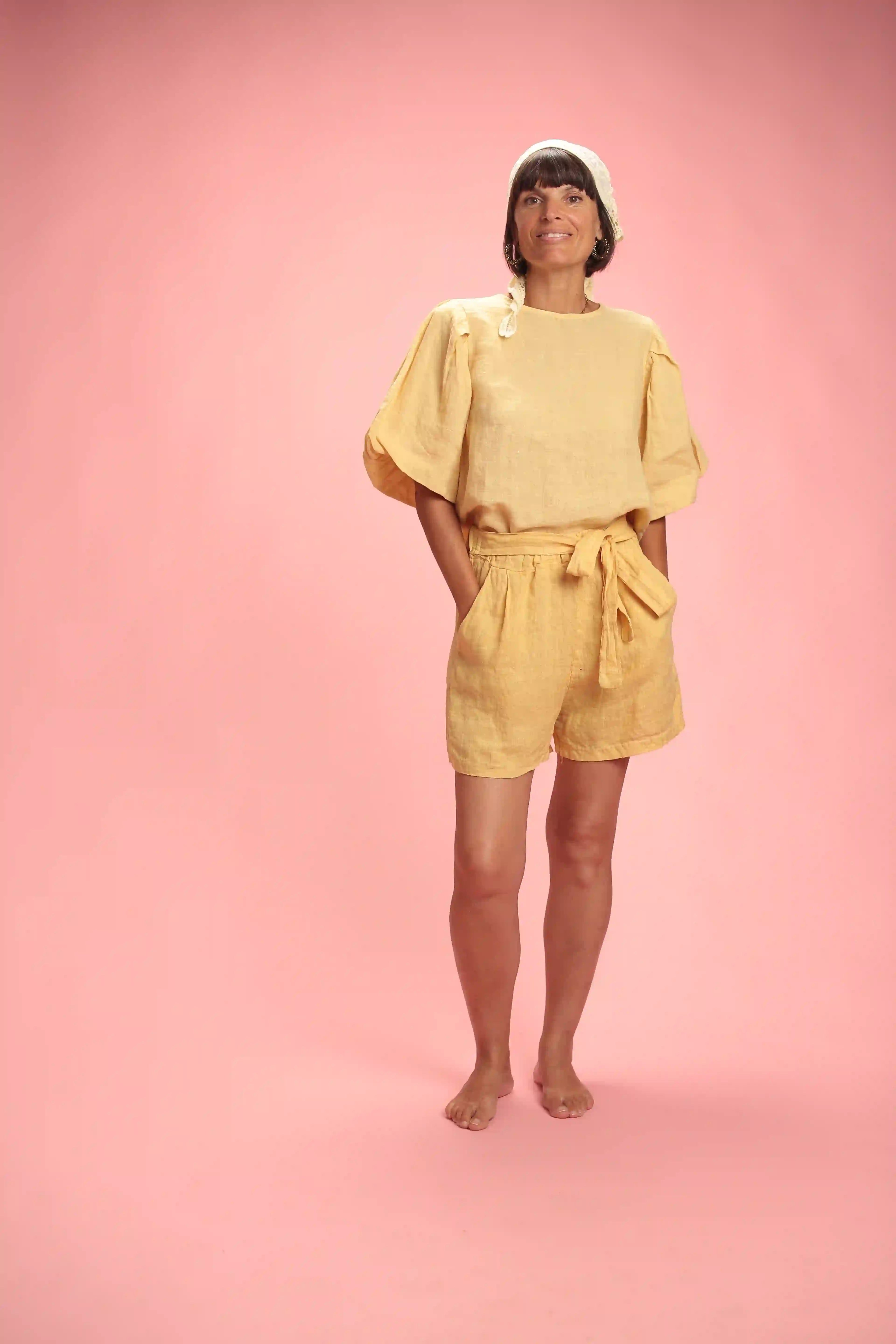Short Frederica lin jaune