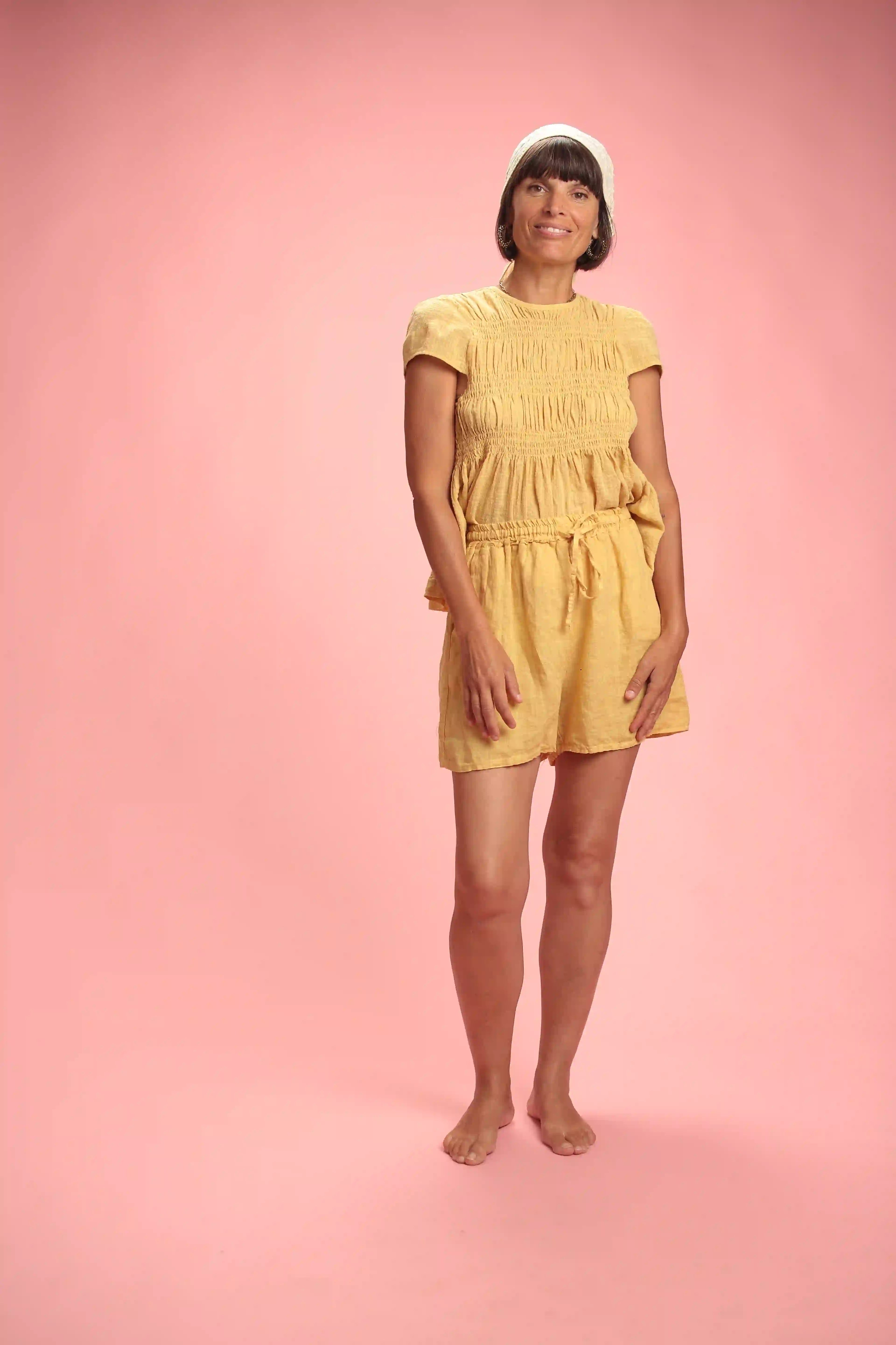 Top Garza coton jaune