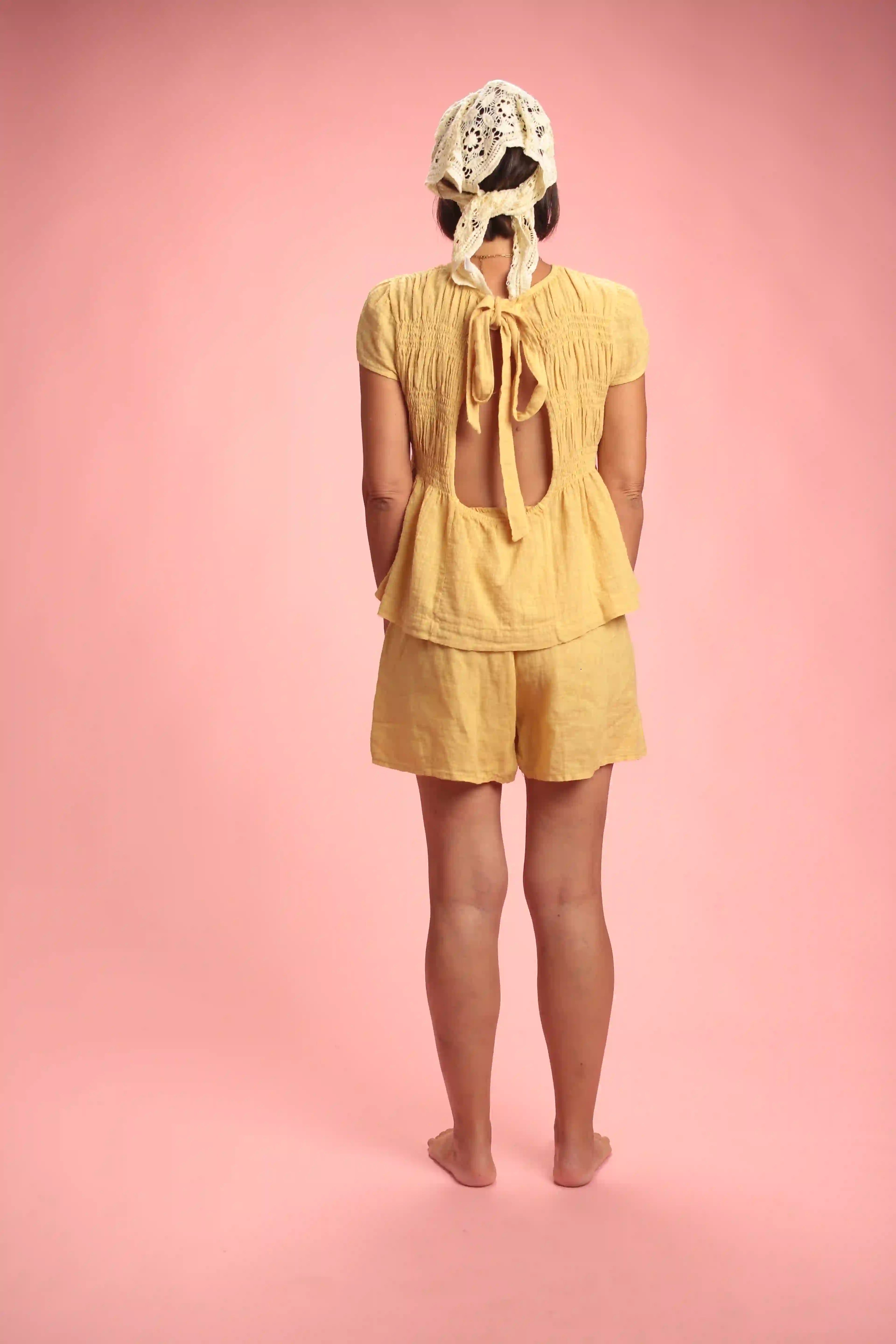 Top Garza coton jaune