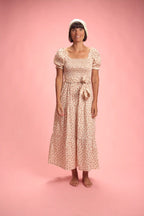 Robe Sylvia beige à pois