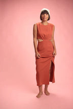 Robe Monica brique lin viscose