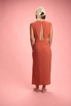 Robe Monica brique lin viscose