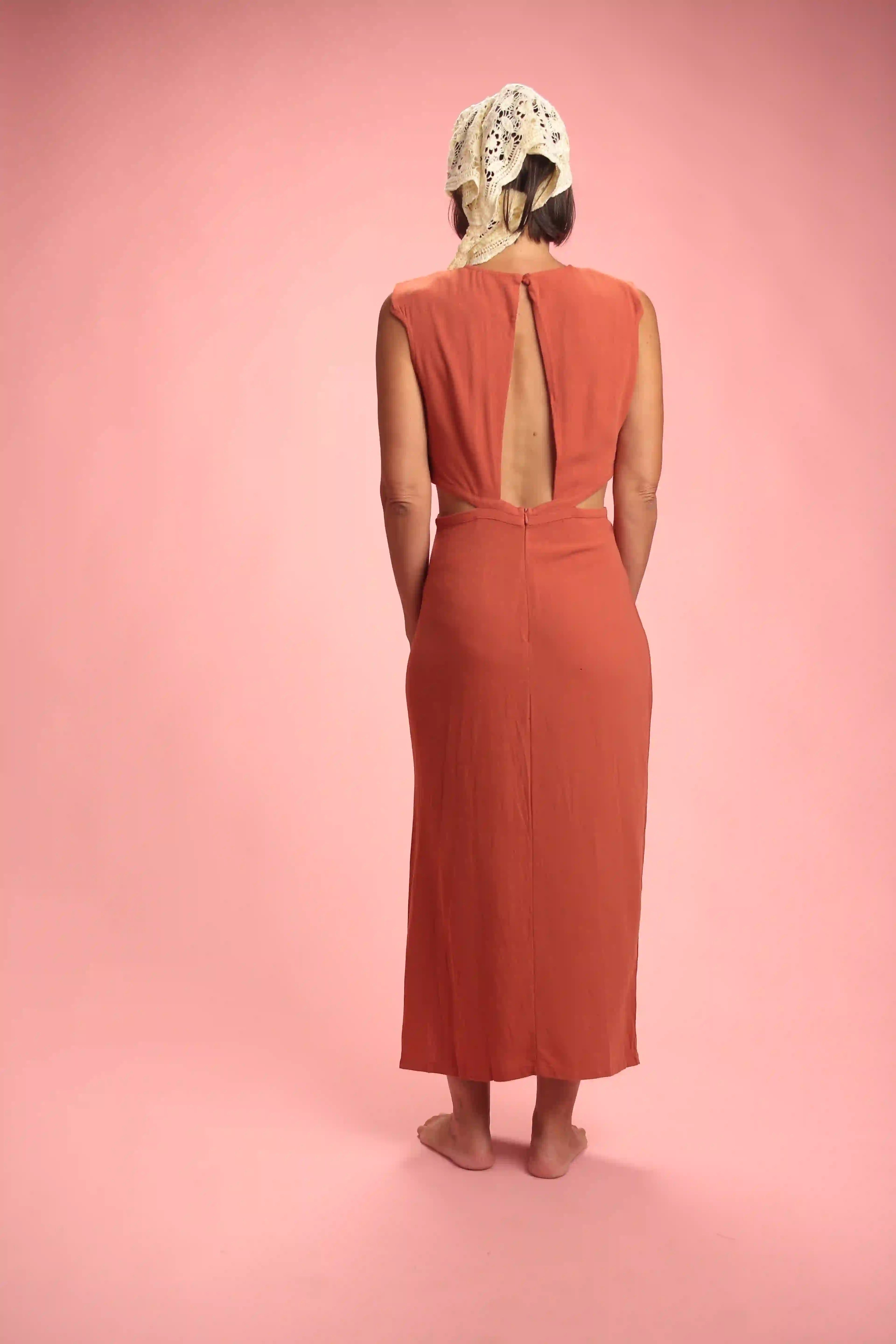 Robe Monica brique lin viscose