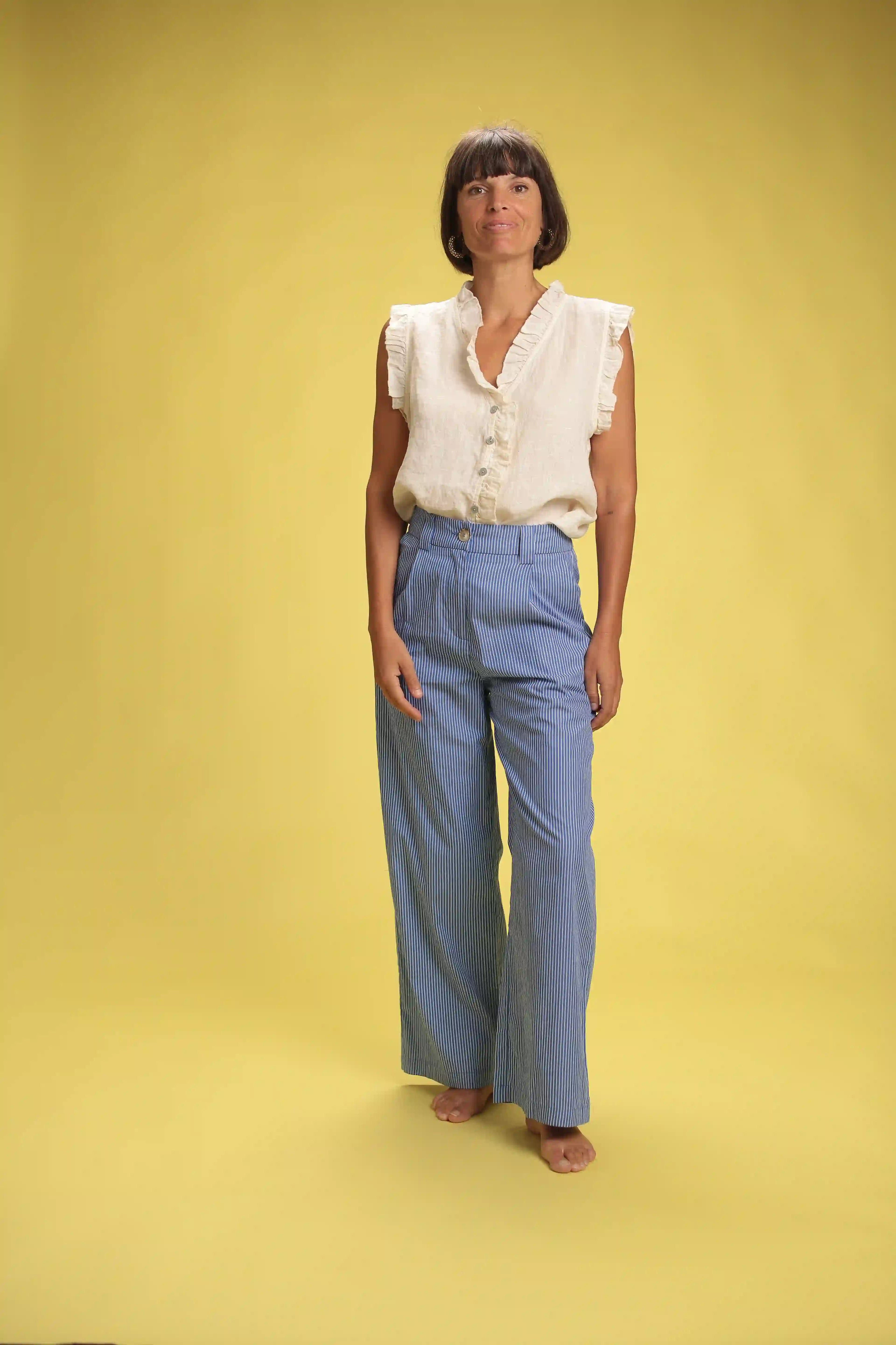 Top Rosa Ecru en lin