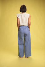 Pantalon Dustin Coton Rayée Bleu/blanc