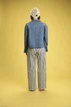 Pantalon Hana Coton Rayée Beige/Jeans