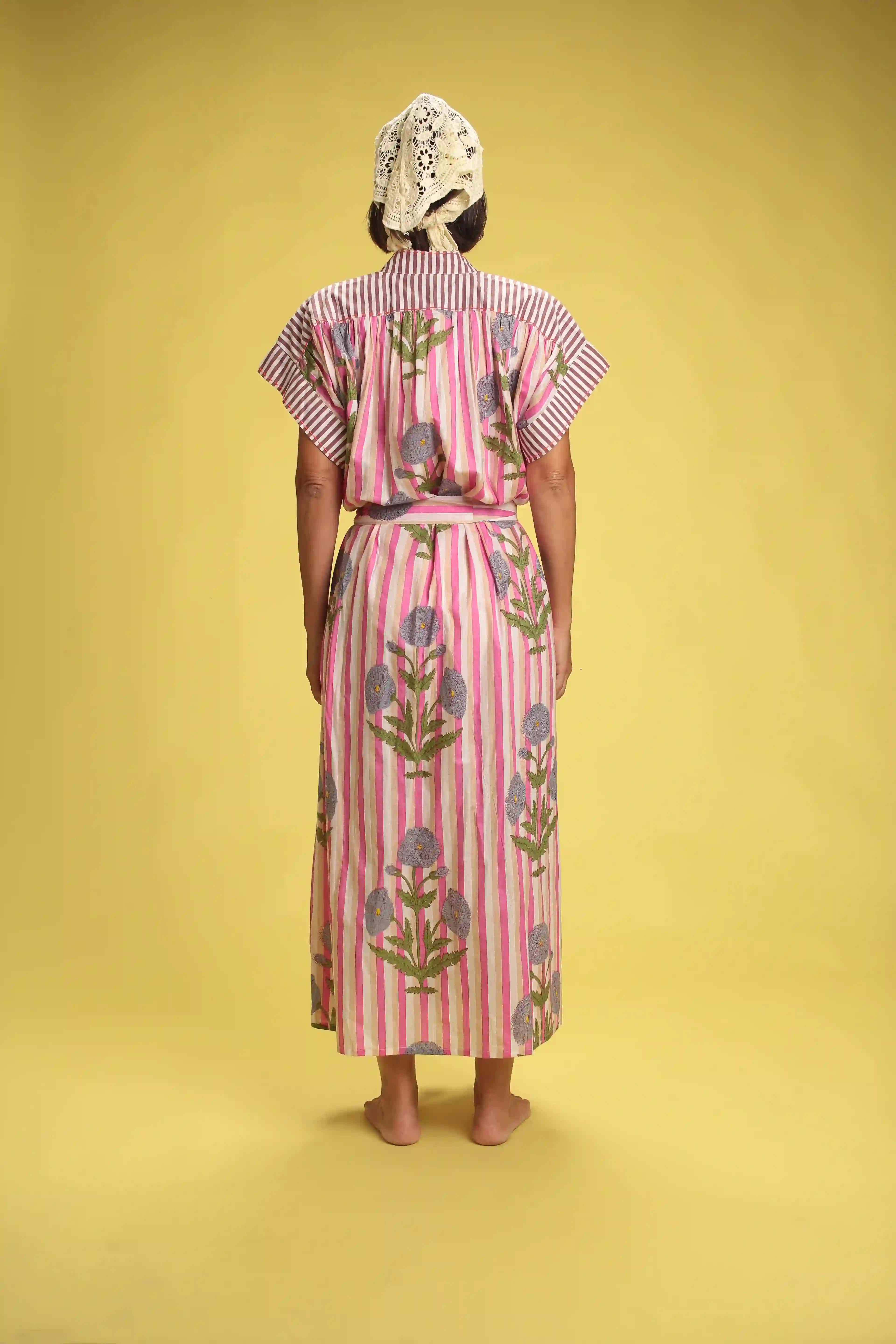 Robe chemise Bloom rayée rose