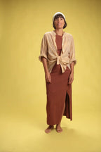 Robe Monica choco lin viscose