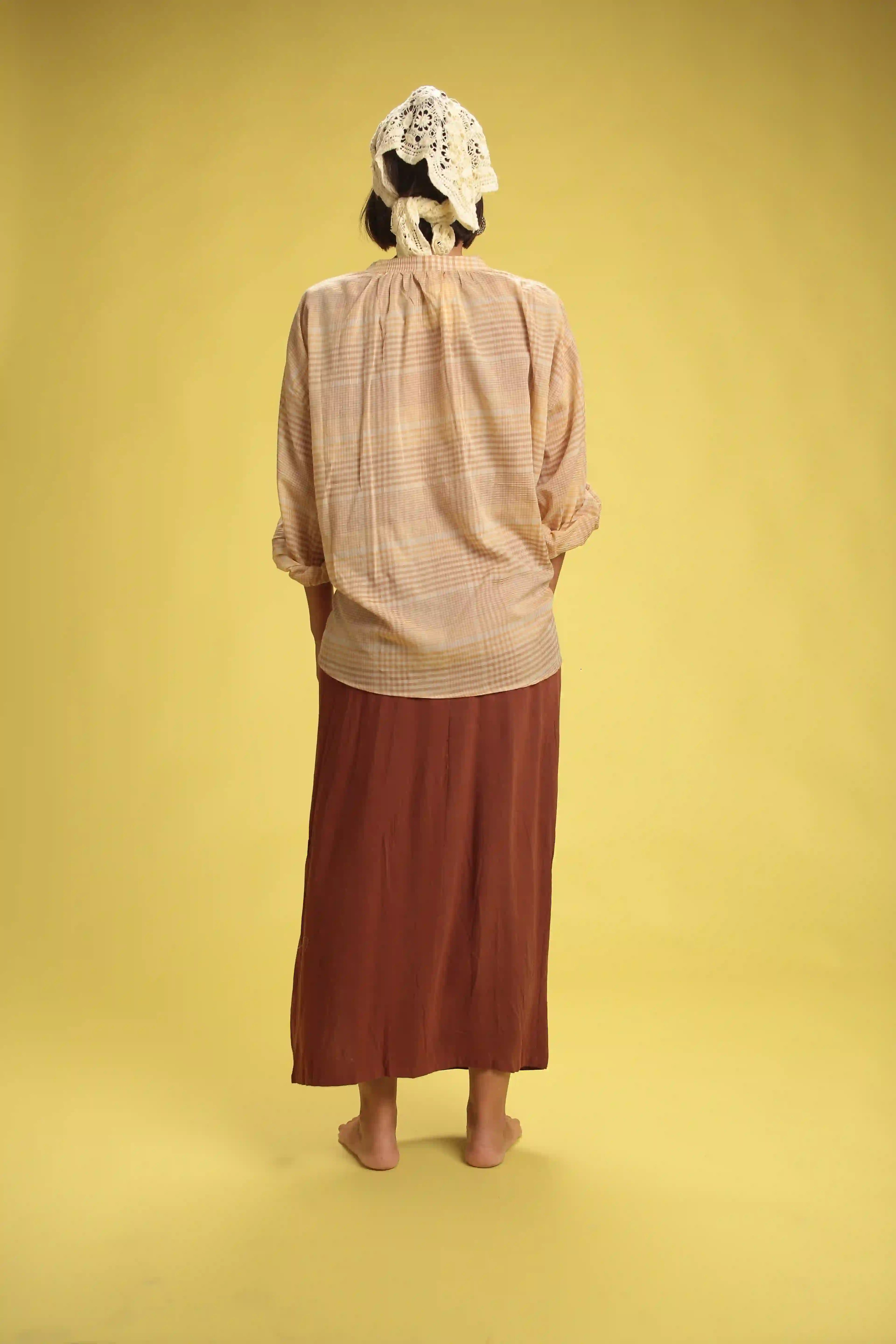 Chemise Caroline carreaux Beige