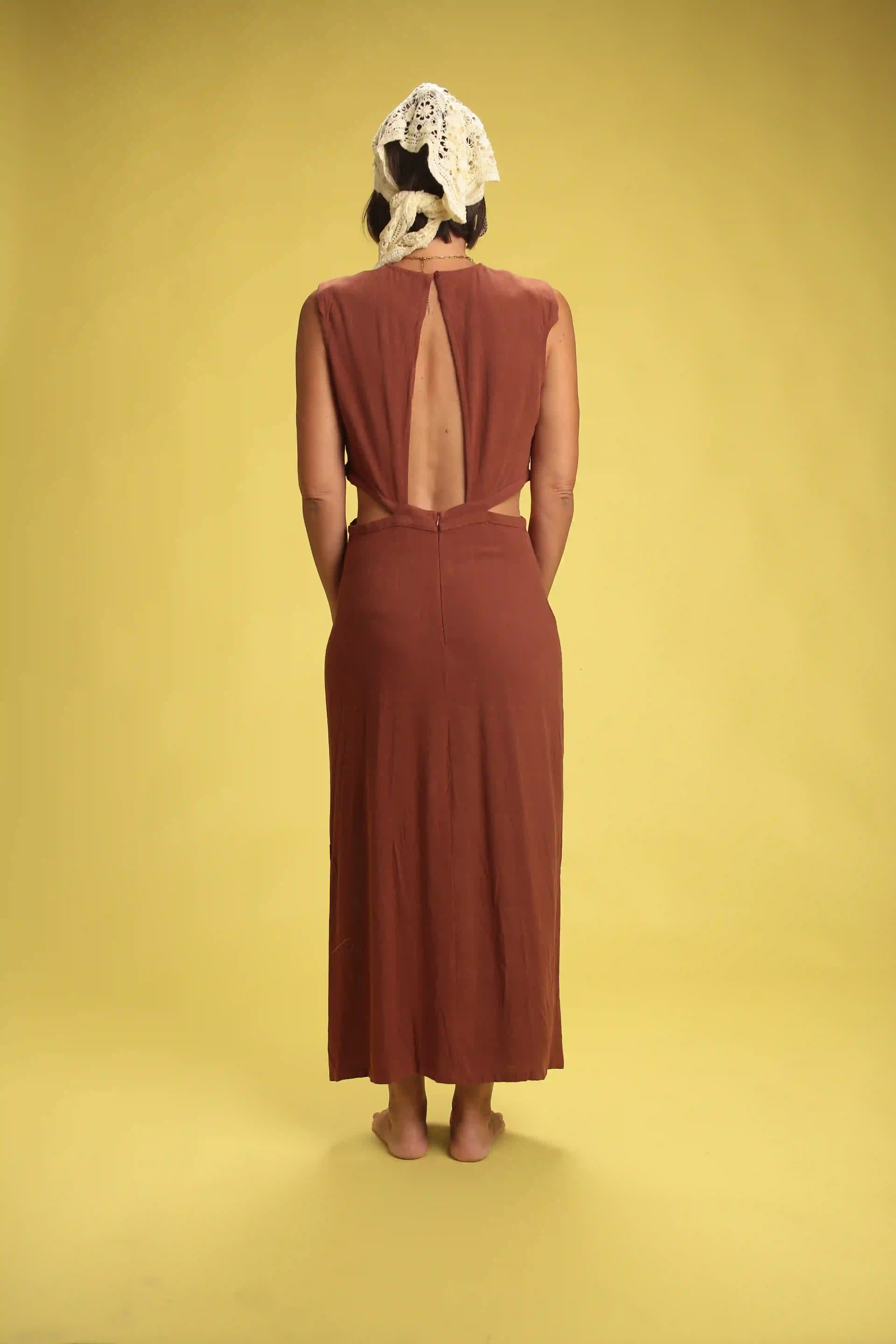 Robe Monica choco lin viscose