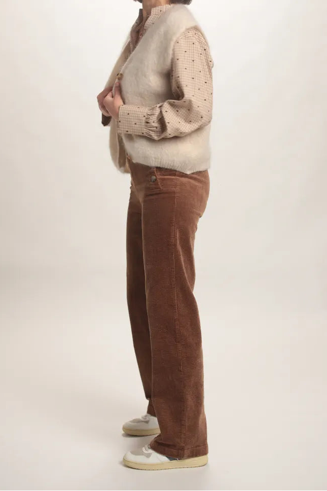 Gilet Aristide à bouton mohair beige