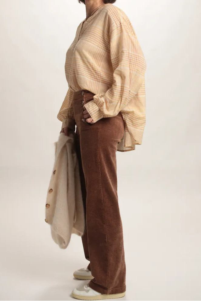 Chemise Caroline carreaux Beige