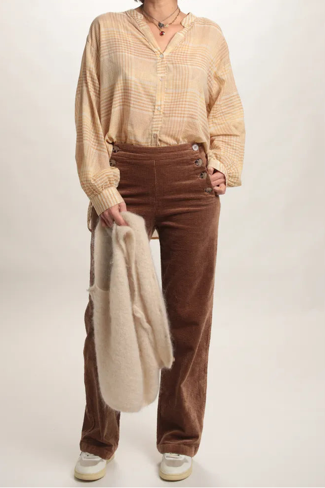 Chemise Caroline carreaux Beige