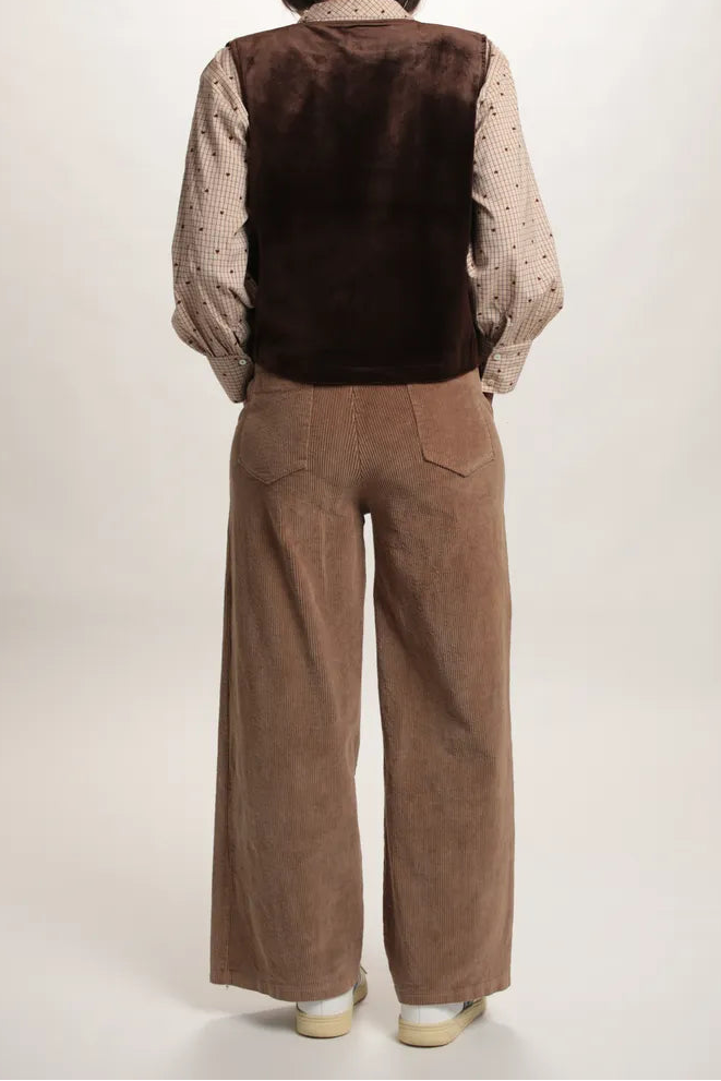 Pantalon Aliénor velours côtelé taupe