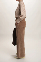 Pantalon Aliénor velours côtelé taupe